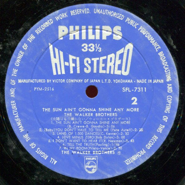 The Walker Brothers - The Sun Ain't Gonna Shine Anymore (Vinyl, LP, Compilation, Stereo) Good Plus (G+) / Very Good (VG)