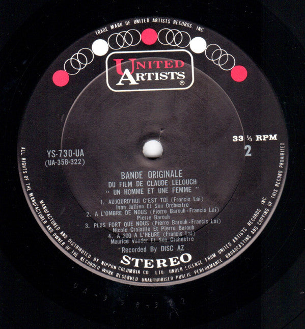 Francis Lai - A Man And A Woman (Un Homme Et Une Femme) (Vinyl, LP, Album, Stereo) Very Good (VG) / Very Good (VG)