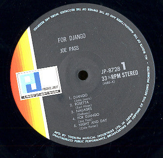 Joe Pass - For Django (Vinyl, LP, Album, Reissue, Stereo) Very Good (VG) / Very Good Plus (VG+)