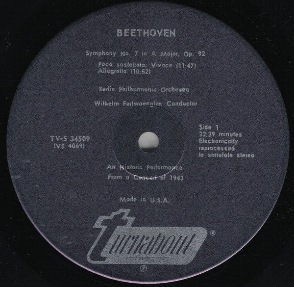 Wilhelm Furtwängler - Symphony No. 7 In A Major, Op. 92 (Vinyl, LP, Album) Very Good Plus (VG+) / Very Good Plus (VG+)