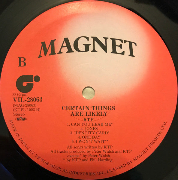 Kissing The Pink - Certain Things Are Likely (Vinyl, LP, Album) Very Good (VG) / Very Good (VG)