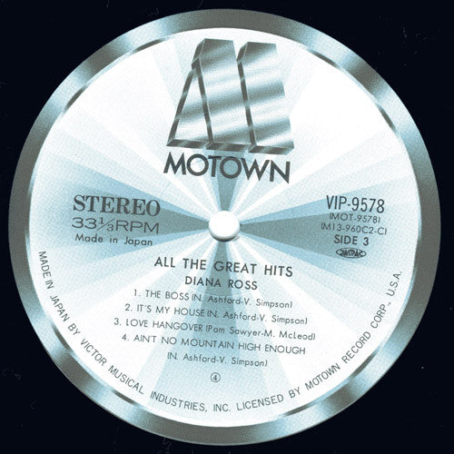 Diana Ross - All The Great Hits (2xVinyl, LP, Compilation, Stereo) Very Good Plus (VG+) / Very Good (VG)