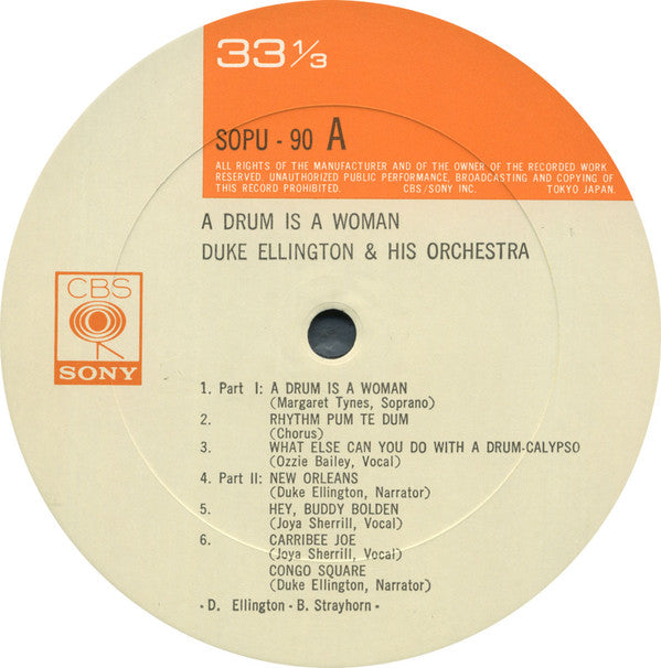 Duke Ellington And His Orchestra - A Drum Is A Woman (Vinyl, LP, Album, Reissue, Mono) Very Good (VG) / Good Plus (G+)
