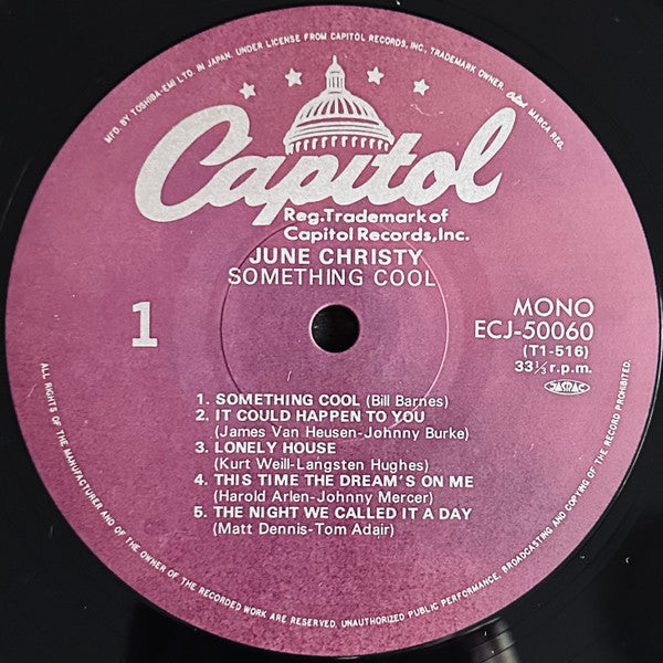 June Christy - Something Cool (Vinyl, LP, Compilation, Reissue, Mono) Very Good Plus (VG+) / Very Good (VG)
