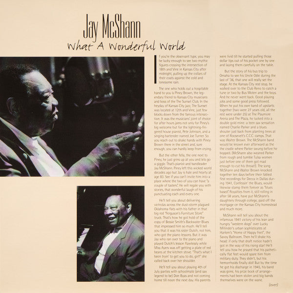 Jay McShann - What A Wonderful World (Vinyl, Vinyl, LP, Numbered, 12", 45 RPM) Near Mint (NM or M-) / Very Good Plus (VG+)