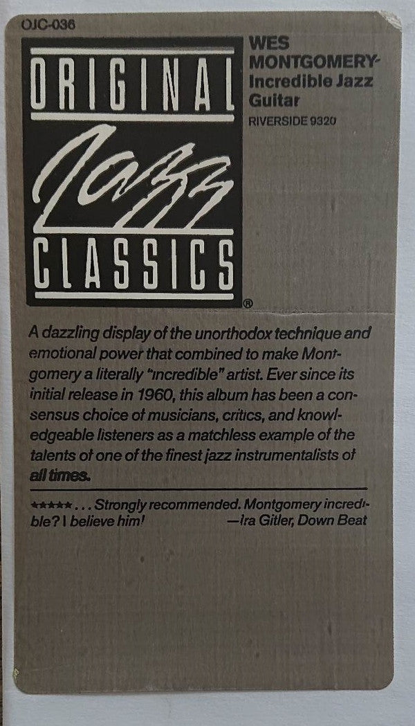 Wes Montgomery - The Incredible Jazz Guitar Of Wes Montgomery (Vinyl, LP, Album, Reissue) Very Good Plus (VG+) / Very Good (VG)