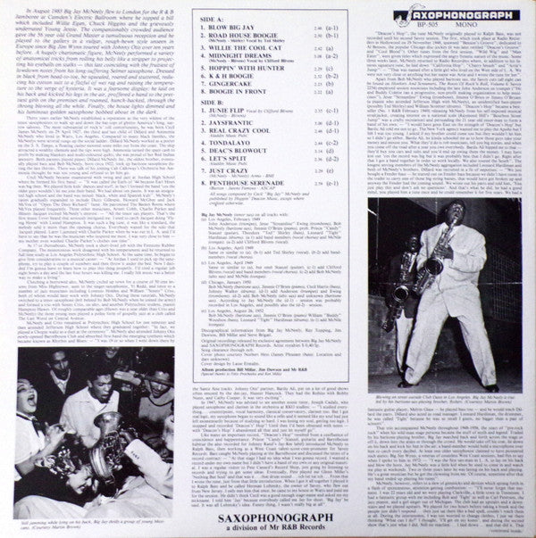 Big Jay McNeely - Roadhouse Boogie (Vinyl, LP, Compilation, Mono) Very Good Plus (VG+) / Very Good (VG)
