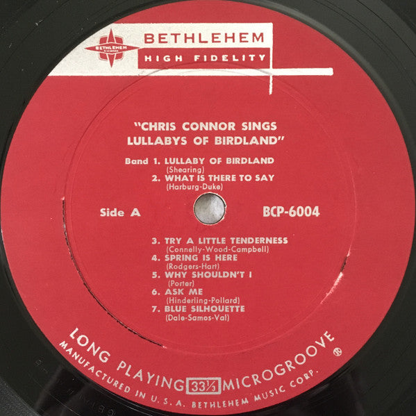 Chris Connor - Sings Lullabys Of Birdland (Vinyl, LP, Album, Reissue, Repress, Mono) Good Plus (G+) / Fair (F)