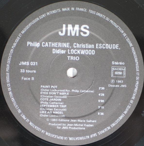 Philip Catherine - Trio (Vinyl, LP, Album, Stereo) Very Good Plus (VG+) / Very Good Plus (VG+)
