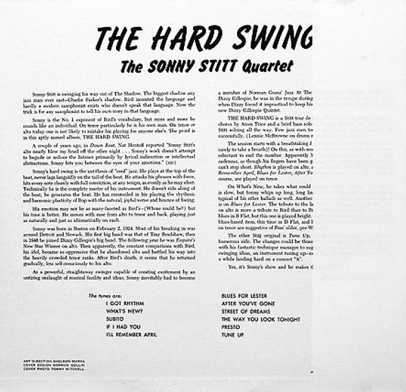 Sonny Stitt Quartet - The Hard Swing (Vinyl, LP, Album, Reissue, Mono) Good Plus (G+) / Good (G)