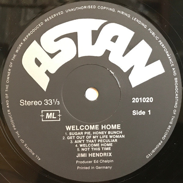 Jimi Hendrix - Welcome Home (Vinyl, LP, Album) Very Good (VG) / Good Plus (G+)
