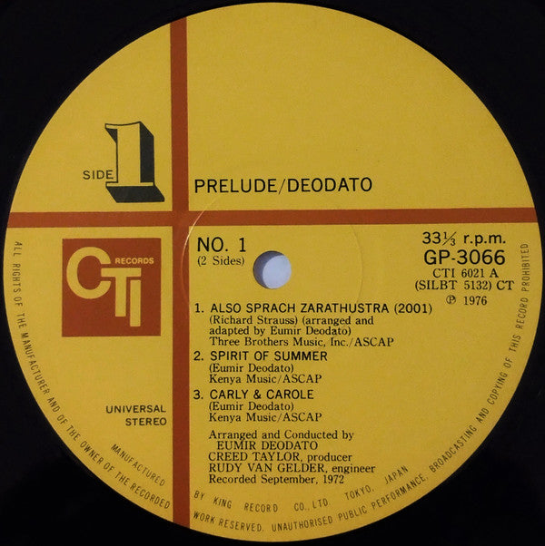 Eumir Deodato - Prelude (Vinyl, LP, Album, Reissue, Stereo)