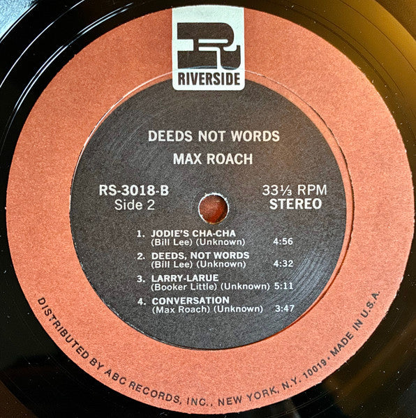 Max Roach - Deeds Not Words (Vinyl, LP, Album, Stereo, Reissue) Very Good (VG) / Very Good (VG)