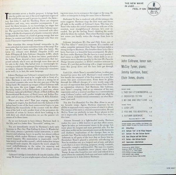 John Coltrane - John Coltrane And Johnny Hartman (Vinyl, LP, Album, Reissue) Very Good Plus (VG+) / Very Good Plus (VG+)
