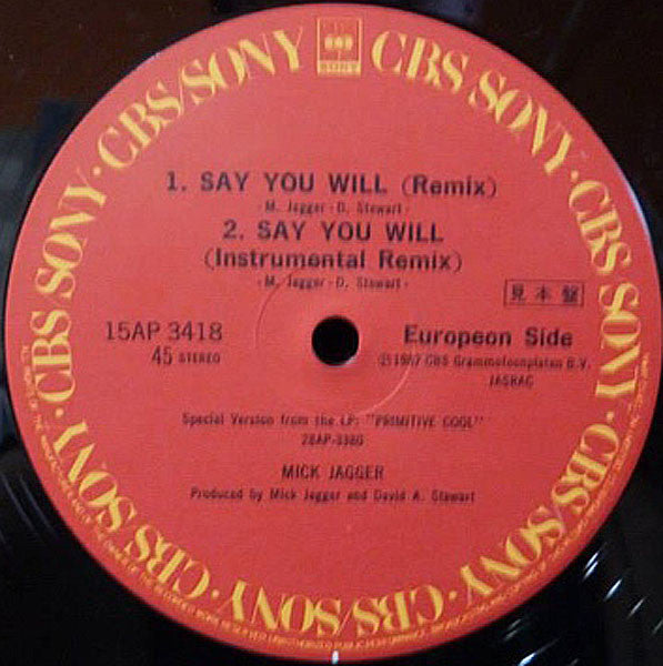 Mick Jagger - Throwaway / Say You Will (Vinyl, 12", Maxi-Single, Promo) Very Good Plus (VG+) / Fair (F)
