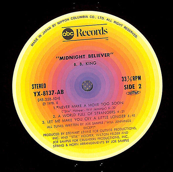 B.B. King - Midnight Believer (Vinyl, LP, Album) Very Good (VG) / Very Good Plus (VG+)