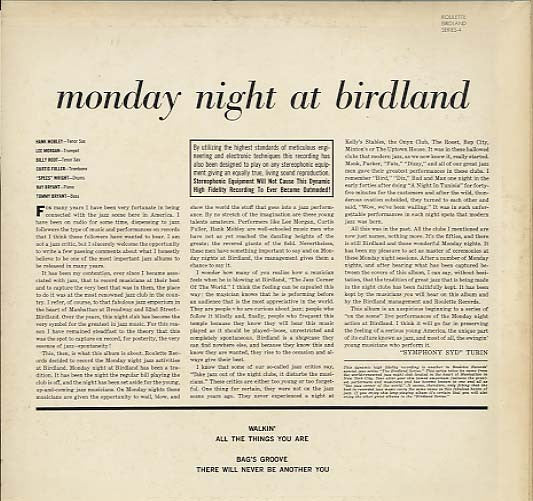 Hank Mobley - Monday Night At Birdland (Vinyl, LP, Album, Reissue, ...