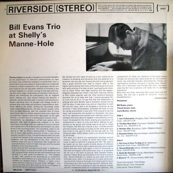 The Bill Evans Trio - At Shelly's Manne-Hole, Hollywood, California (Vinyl, LP, Album, Reissue) Near Mint (NM or M-) / Near Mint (NM or M-)