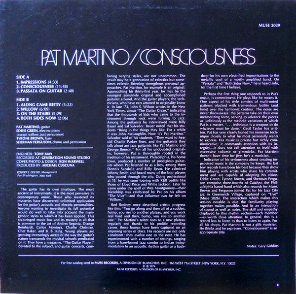 Pat Martino - Consciousness (Vinyl, LP, Album) Good Plus (G+) / Good Plus (G+)