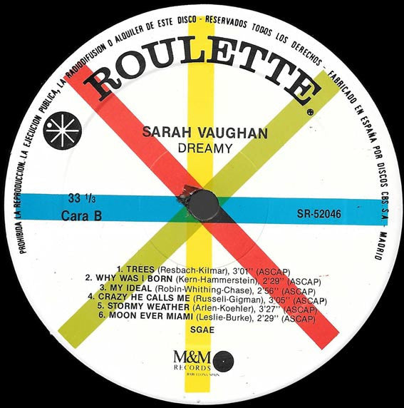 Sarah Vaughan - Dreamy (Vinyl, LP, Album, Reissue, Stereo) Good Plus (G+) / Good Plus (G+)