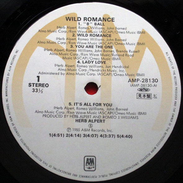 Herb Alpert - Wild Romance (Vinyl, LP, Album, Stereo) Near Mint (NM or M-) / Very Good Plus (VG+)