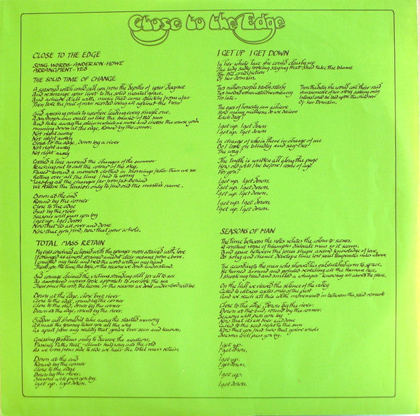 Yes - Close To The Edge = 危機 (Vinyl, LP, Album, Reissue, Stereo)