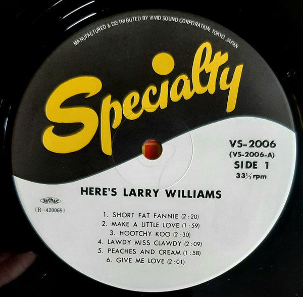 Larry Williams (3) - Here's Larry Williams (Vinyl, LP, Album, Reissue)