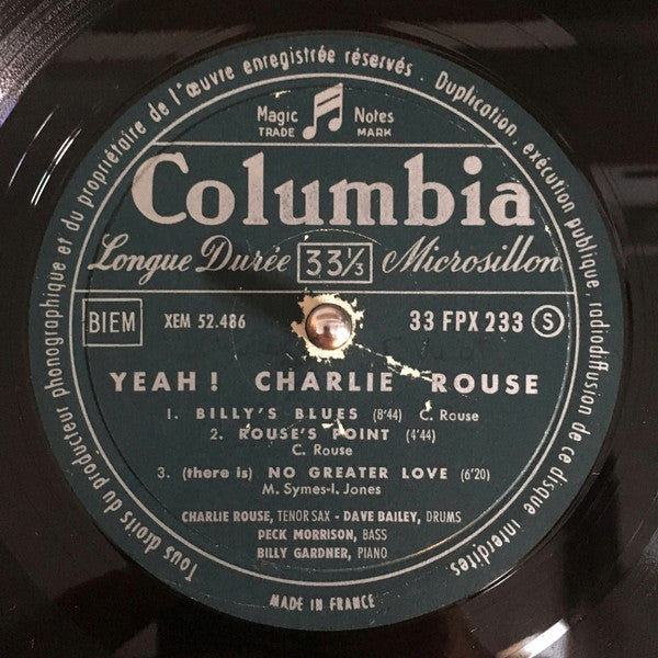 Charlie Rouse - Yeah! (Vinyl, LP, Album, Mono) Very Good Plus (VG+) / Very Good Plus (VG+)