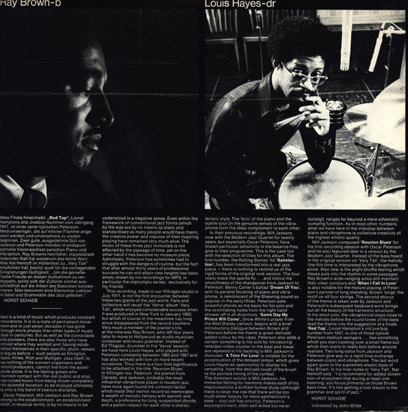 Oscar Peterson - Reunion Blues (Vinyl, LP, Album, Stereo) Very Good Plus (VG+) / Very Good Plus (VG+)
