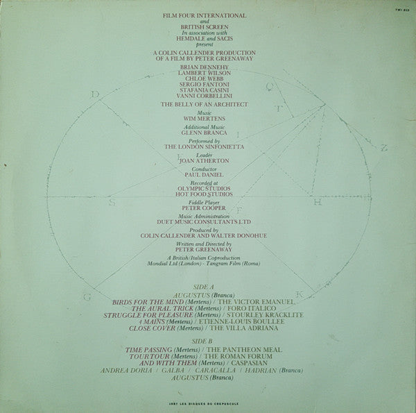 Wim Mertens - The Belly Of An Architect (Vinyl, LP, Album) Very Good Plus (VG+) / Very Good (VG)