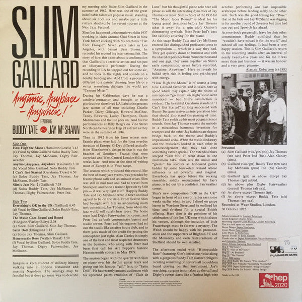 Slim Gaillard - Anytime, Anyplace, Anywhere! (Vinyl, LP, Album, Stereo) Very Good (VG) / Good (G)