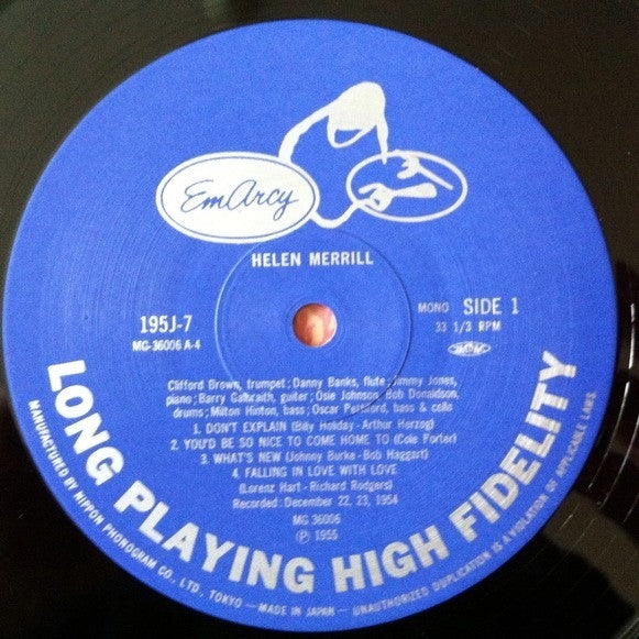 Helen Merrill - Helen Merrill (Vinyl, LP, Album, Reissue, Mono)