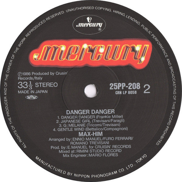 Max-Him - Danger Danger (Vinyl, LP, Album) Very Good Plus (VG+) / Very Good Plus (VG+)