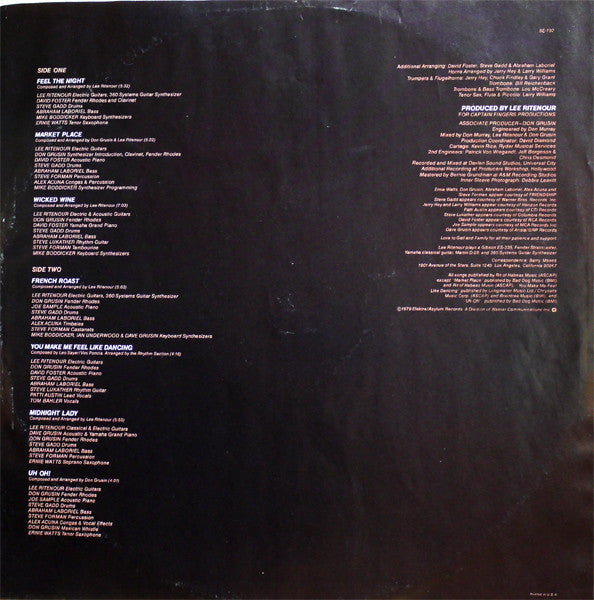 Lee Ritenour - Feel The Night (Vinyl, LP, Album, Reissue, Stereo) Very Good Plus (VG+) / Very Good (VG)
