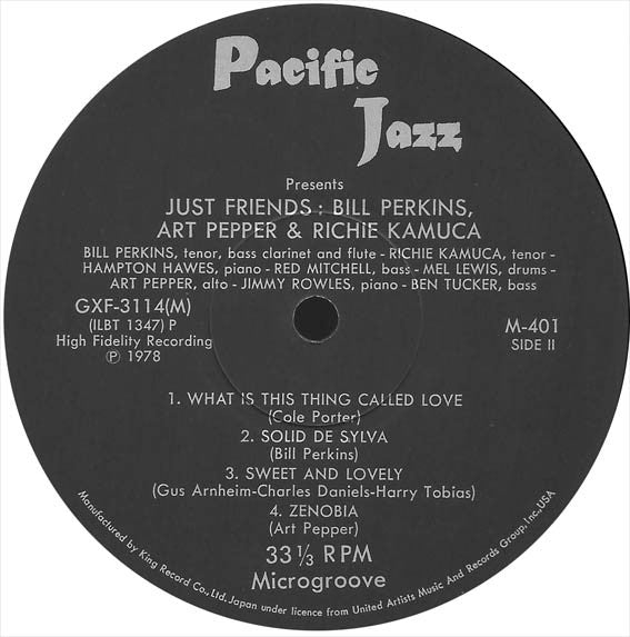 Bill Perkins - Just Friends (Vinyl, LP, Album, Limited Edition, Reissue) Very Good Plus (VG+) / Very Good Plus (VG+)