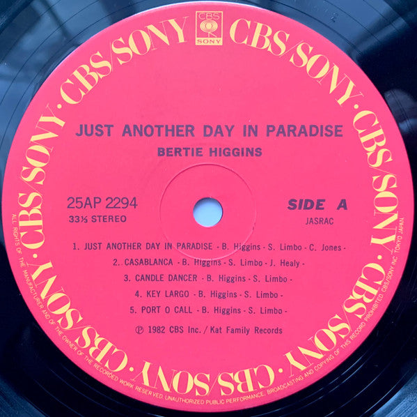 Bertie Higgins - Just Another Day In Paradise (Vinyl, LP, Album)