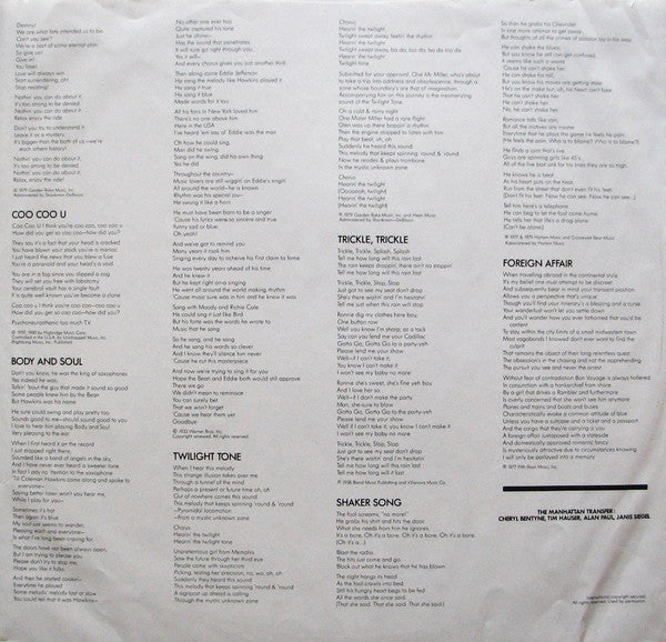 The Manhattan Transfer - Extensions (Vinyl, LP, Album) Very Good (VG) / Very Good (VG)