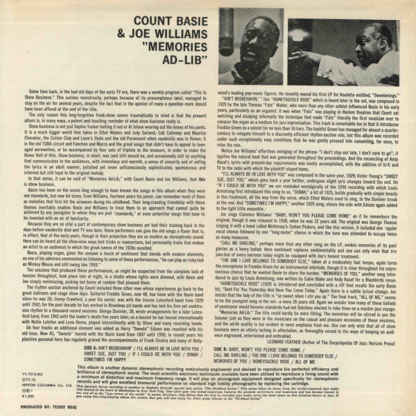 Joe Williams - Memories Ad-Lib (Vinyl, LP, Album, Limited Edition, ...