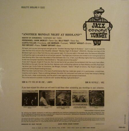 Hank Mobley - Another Monday Night At Birdland (Vinyl, LP, Album, Reissue) Very Good (VG) / Very Good (VG)