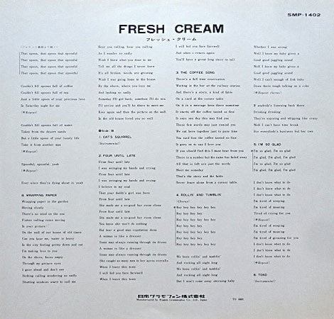 Cream (2) - Fresh Cream (Vinyl, LP, Album, Stereo) Very Good (VG) / Very Good Plus (VG+)