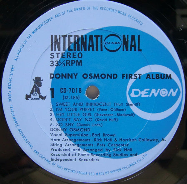 Donny Osmond - The Donny Osmond Album (Vinyl, LP, Album, Stereo) Good Plus (G+) / Very Good Plus (VG+)