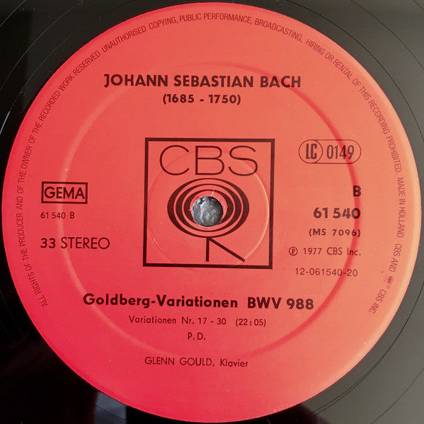 Johann Sebastian Bach - Goldberg-Variationen BWV 988 (Vinyl, LP, Album, Reissue, Stereo) Near Mint (NM or M-) / Very Good Plus (VG+)