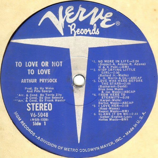 Arthur Prysock - To Love Or Not To Love (Vinyl, LP, Album) Very Good (VG) / Good Plus (G+)