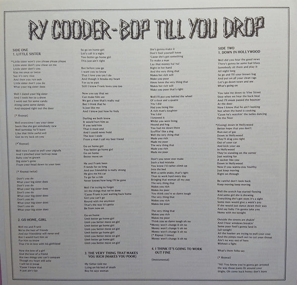 Ry Cooder - Bop Till You Drop (Vinyl, LP, Album)