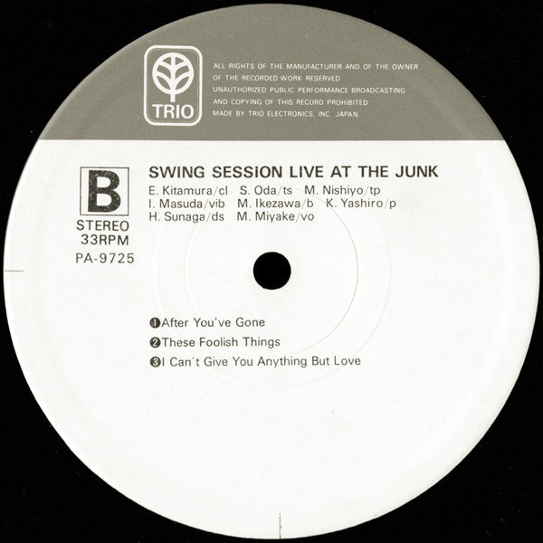 Swing Session (4) - Live At The Junk (Vinyl, LP, Album, Limited Edition, Reissue, Stereo) Very Good Plus (VG+) / Near Mint (NM or M-)