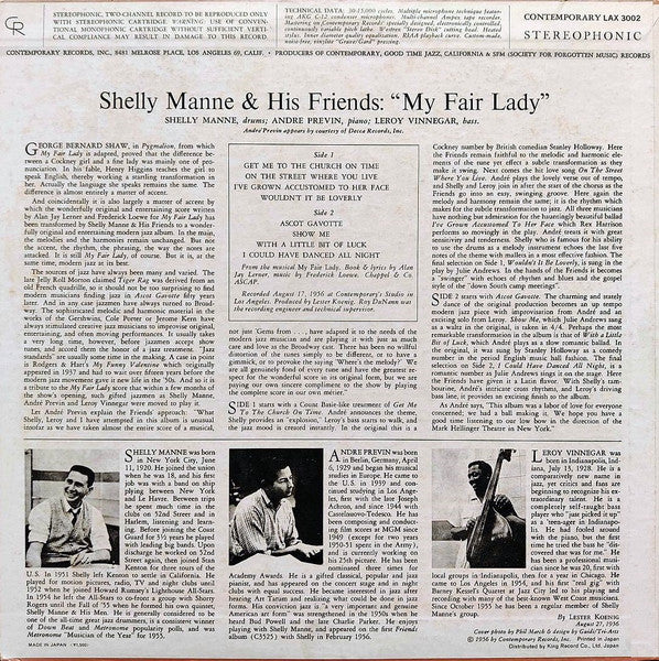 Shelly Manne & His Friends - Modern Jazz Performances Of Songs From My Fair Lady (Vinyl, LP, Album, Limited Edition, Reissue, Stereo) Very Good (VG) / Very Good Plus (VG+)