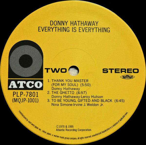 Donny Hathaway - Everything Is Everything (Vinyl, LP, Album, Reissue, Stereo) Near Mint (NM or M-) / Very Good (VG)