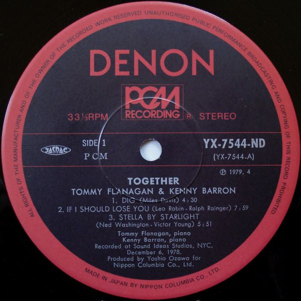 Tommy Flanagan - Together (Vinyl, LP, Album) Very Good Plus (VG+) / Very Good Plus (VG+)