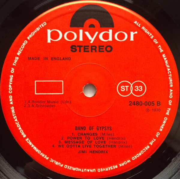 Jimi Hendrix - Band Of Gypsys (Vinyl, LP, Album, Stereo, Reissue) Very Good Plus (VG+) / Very Good (VG)