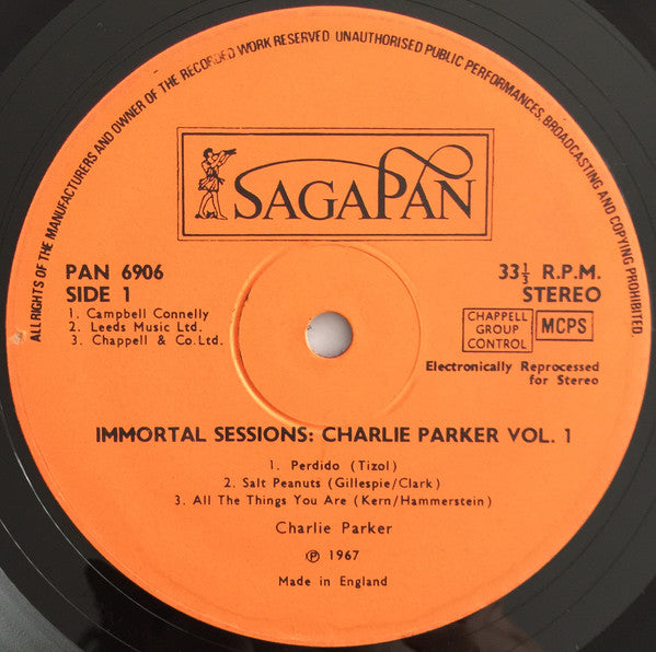 Charlie Parker - Volume 1 The Massey Hall Concert (Vinyl, LP, Album, Reissue, Stereo) Very Good Plus (VG+) / Very Good Plus (VG+)